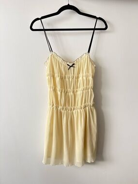 Zara Butter Yellow Mini Dress With Coquette Bow - Size XS - Summer Dress